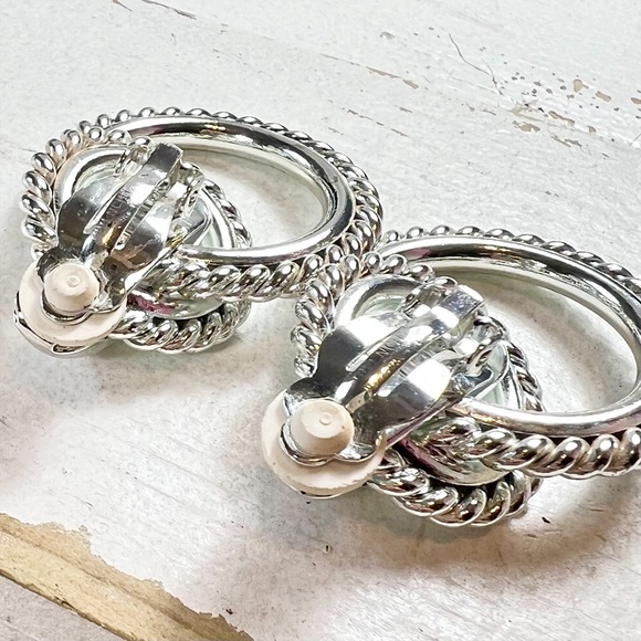 Givenchy Couture Silver Tiered Hoop Clip-On Earrings - Picture 2 of 7